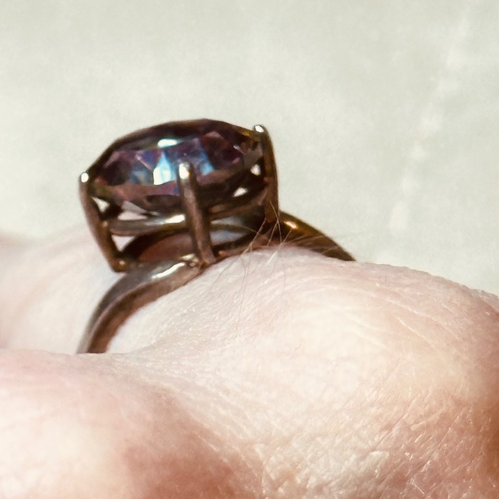 925 Sterling Silver Mystic Topaz Offset Oval Bypass Ring - Picture 8 of 14